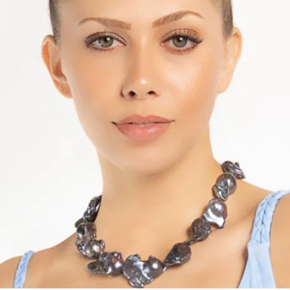 South Sea Baroque Pearl Necklace in Black - AAA Grade